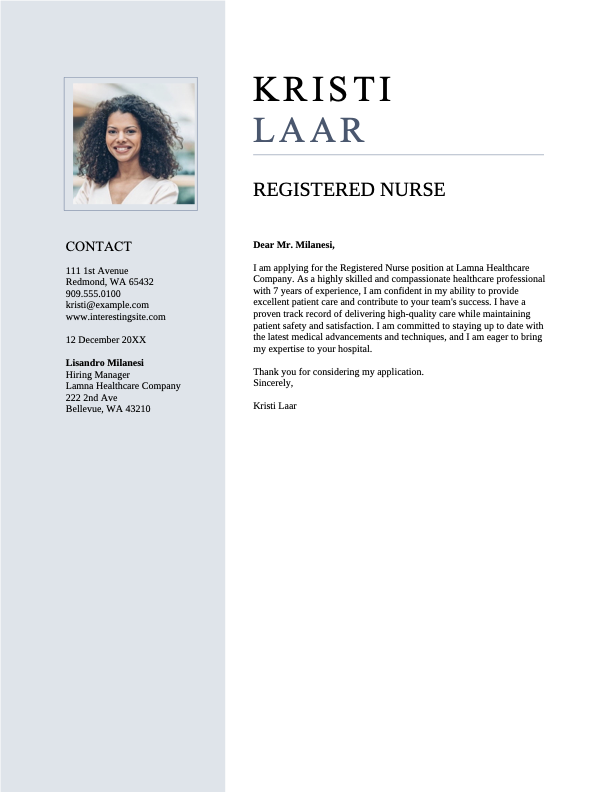 Modern nursing cover letter
